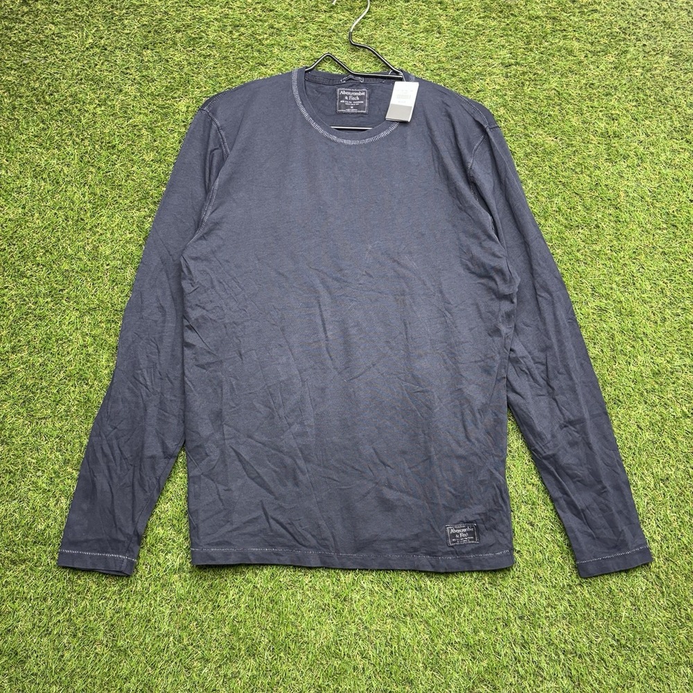 Abercrombie & Fitch Shirt Mens Medium Blue Soft A&F Long Sleeve Crew Neck NWT